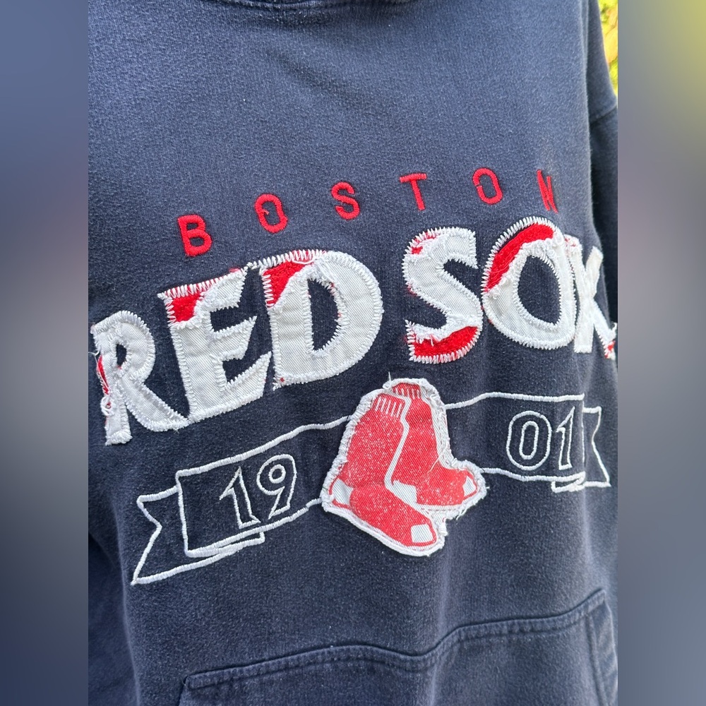 Vintage MLB Wright & Ditson Boston Red Sox 1901 Stitched Blue Hoodie size M - Picture 2 of 6